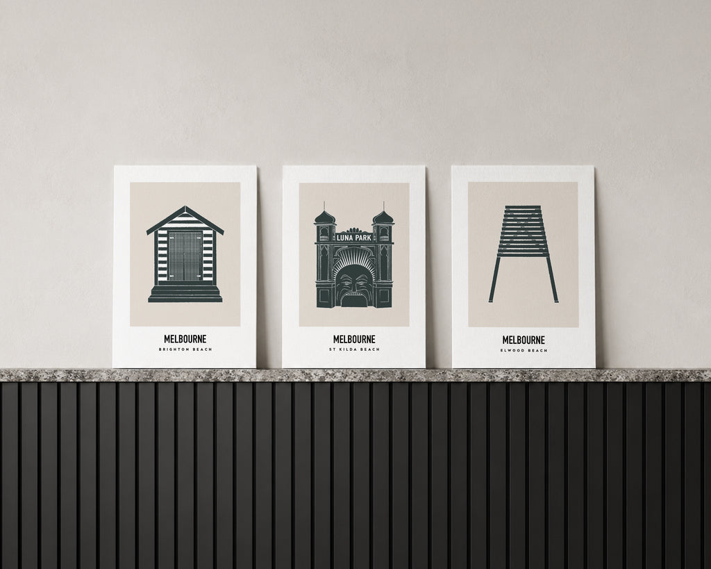 Melbourne Beach Trio Art Print Bundle image 0