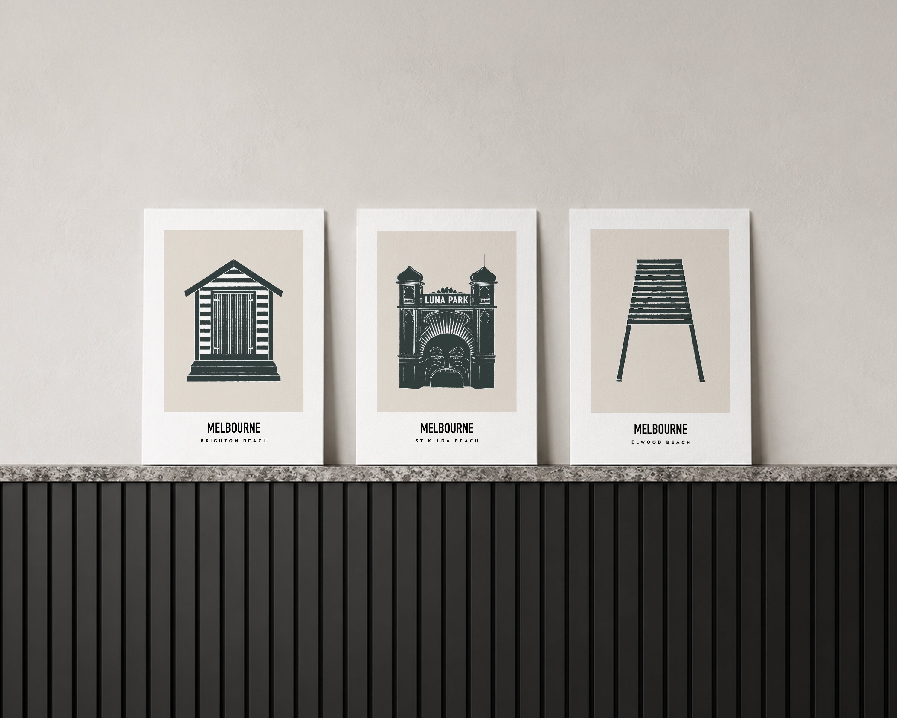 Melbourne Beach Trio Art Print Bundle image 0