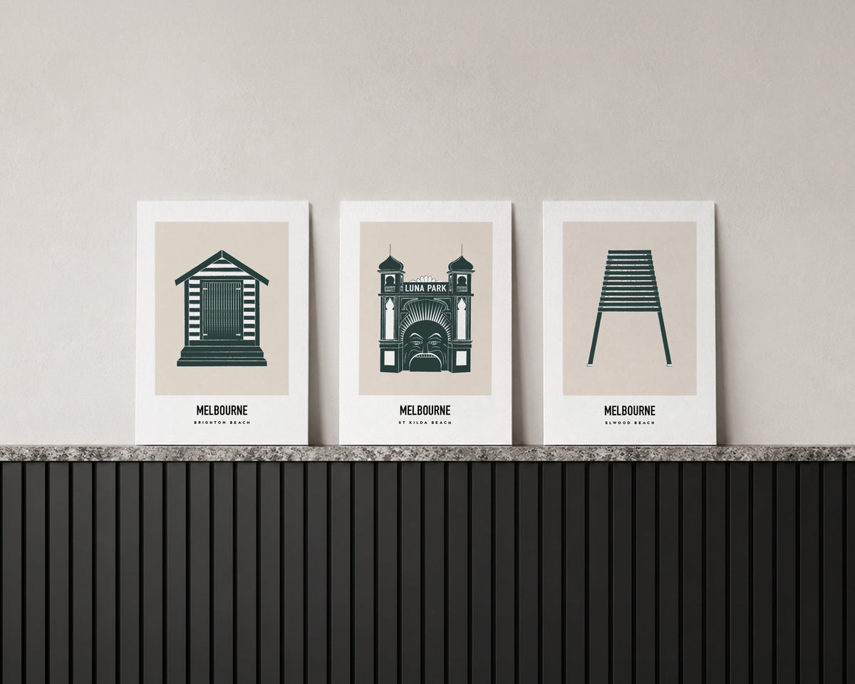 Melbourne Beach Trio Art Print Bundle