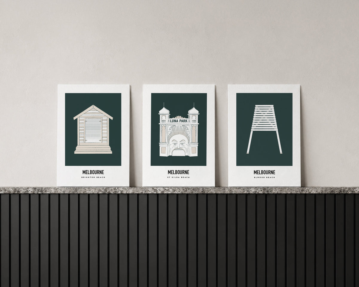Melbourne Beach Trio Art Print Bundle